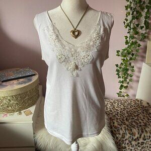 Vintage Embellished White Tank